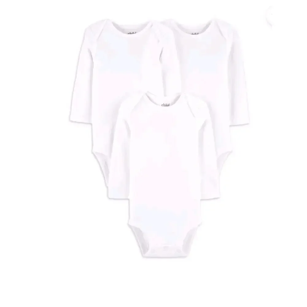 Carter's Child of Mine Baby 3-6 Months Long Sleeve White Bodysuit 3-Pack T Shirt